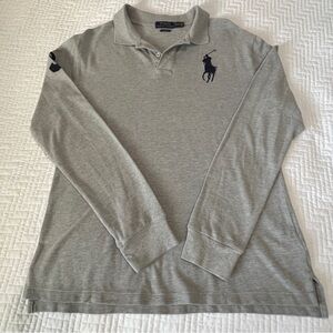 Polo by Ralph Lauren Boys XL (18-20) Long Sleeve Gray Big Pony Shirt